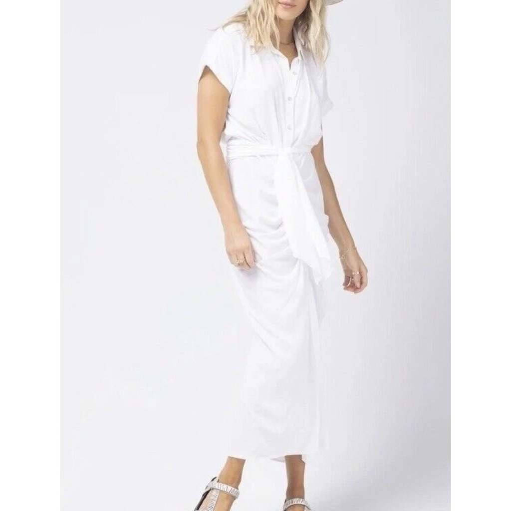 L*Space Womens White Prism Dress Small Button Down Minimalist Resort Vacation